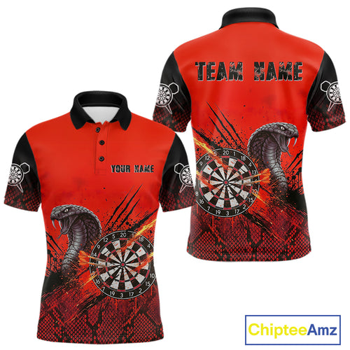 Black & Red Leather Cobra Darts Custom Men Dart Polo Jersey Splatter Dart League Shirt NYN2047
