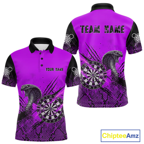 Black & Purple Leather Cobra Darts Custom Men Dart Polo Jersey Splatter Dart League Shirt NYN2048