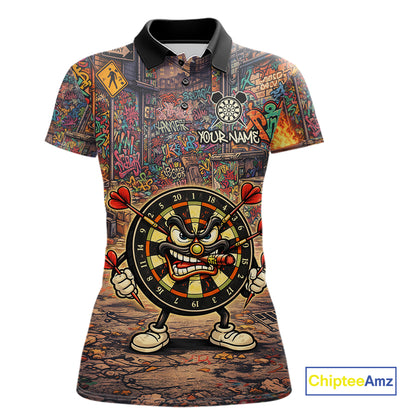 Funny Dartboard Smoking Women Darts Team Shirt Personalized Graffiti Dart Polo Jerseys NYN2554