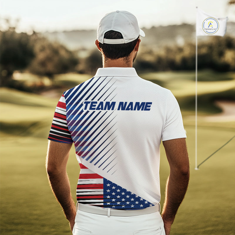 Patriotic Mens Golf Shirts Golf Clothing Custom American Flag Polo Shirt, Gifts For The Golfer NYN2932