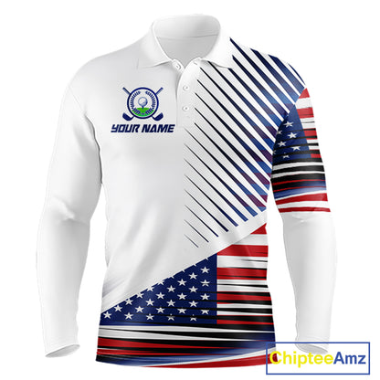 Patriotic Mens Golf Shirts Golf Clothing Custom American Flag Polo Shirt, Gifts For The Golfer NYN2932