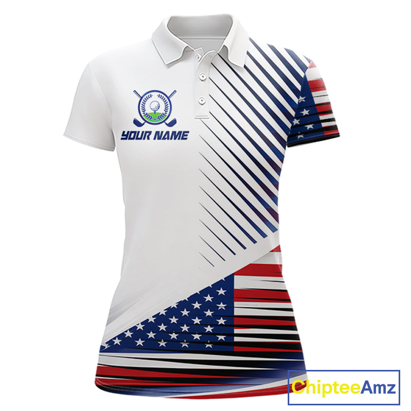 Patriotic Women Golf Shirts Golf Clothing Custom American Flag Polo Shirt, Gifts For The Golfer NYN2932