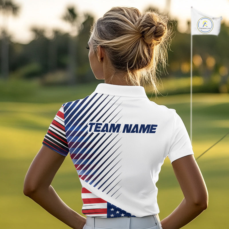 Patriotic Women Golf Shirts Golf Clothing Custom American Flag Polo Shirt, Gifts For The Golfer NYN2932