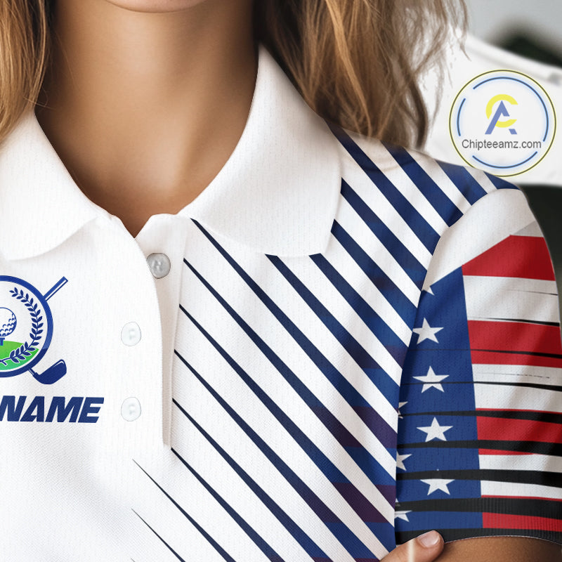 Patriotic Women Golf Shirts Golf Clothing Custom American Flag Polo Shirt, Gifts For The Golfer NYN2932