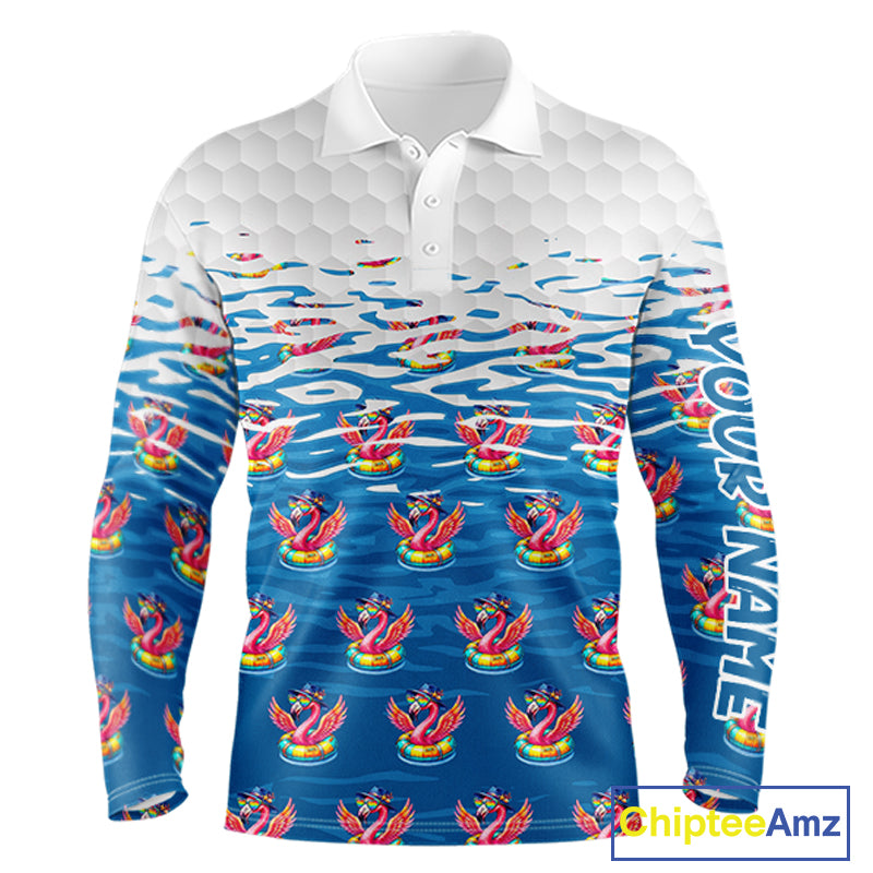 Flamingo Golf Clothing Waving Summer Golf Shirt Funny Custom Floral Golf Polo, Best Golf Gifts NYN2937