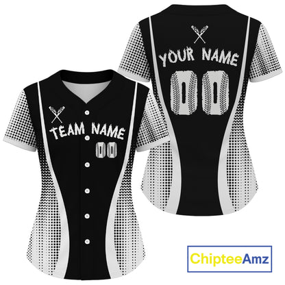 Custom Black And White Baseball Shirt For Women Baseball Tournament Shirt Jerseys NYN1519