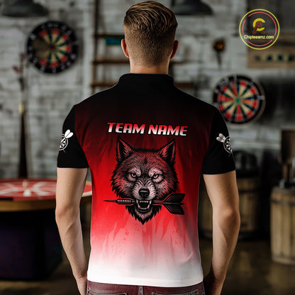 Personalized Wolf-Head Dart Arrows Red Dart Polo Shirt For Men Dart Team Jerseys NYN2284