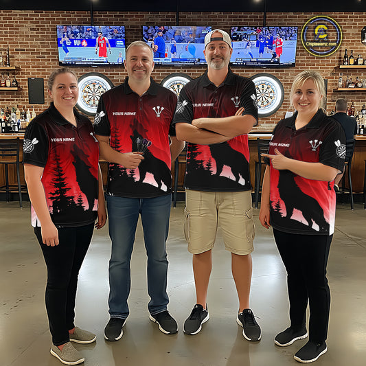 Personalized Wolf-Head Dart Arrows Red Dart Quarter-Zip Shirt For Women Dart Team Jerseys NYN2284