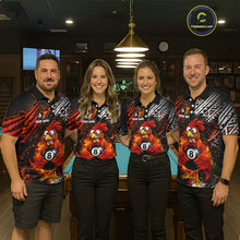 Load image into Gallery viewer, Funny Rooster Plays Pool 8 Ball 3D Billiard Shirt For Women Custom Grunge Flame Billiard Team Attire NYN2566