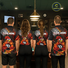 Load image into Gallery viewer, Funny Rooster Plays Pool 8 Ball 3D Billiard Shirt For Women Custom Grunge Flame Billiard Team Attire NYN2566