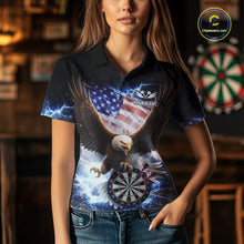 Load image into Gallery viewer, US Flag Smoke Eagle Lightning Dartboard Women Darts Shirt Personalized Patriotic Dart Polo Jerseys NYN2575