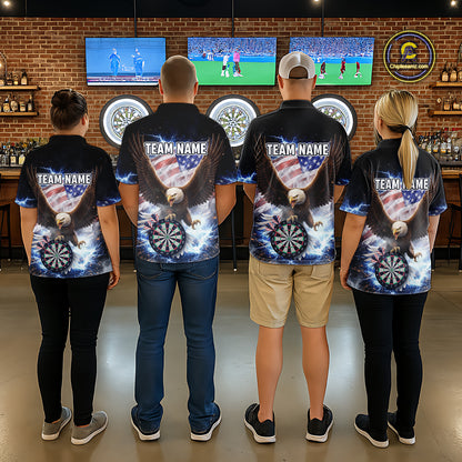 US Flag Smoke Eagle Lightning Dartboard Women Darts Shirt Personalized Patriotic Dart Quarter-Zip Jerseys NYN2575