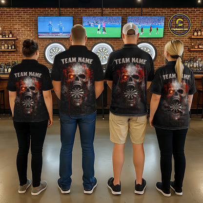Horror Orange Splatter Grunge Skull Dartboard Dart Quarter-Zip Shirts For Women Custom Dart Team Jerseys NYN2727