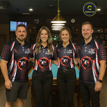 Load image into Gallery viewer, Personalized Red 8 Ball Pool Billiard Shirts For Men Custom Thunder Lightning Pool Team Attire NYN2940