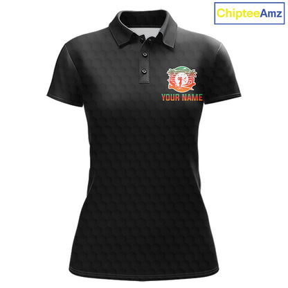 Tropical Black Golf Ball Polo Golf Shirts For Women Custom Splatter Golf Team Attire For Golfers NYN3153
