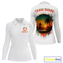 Load image into Gallery viewer, Tropical White Golf Ball Polo Golf Shirts For Women Custom Splatter Golf Team Attire For Golfers NYN3154