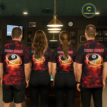Load image into Gallery viewer, Red Flames Skull Yin &amp; Yang Pool Billiard Shirt For Men Custom 8 Ball &amp; 9 Ball Billiard Team Attire NYN2744