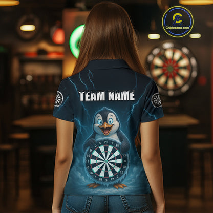 Custom Funny Penguin Icy Dartboard Dart Polo Shirt For Women Outfits Dart Jerseys NYN1544