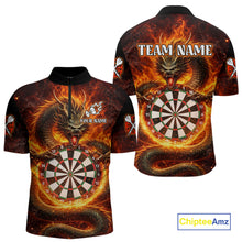 Load image into Gallery viewer, Personalized Red Flaming Dragon Dartboard Men Darts 1/4-Zip Shirt Custom Darts Team Jerseys NYN2582