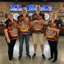 Load image into Gallery viewer, Personalized Red Flaming Dragon Dartboard Women Darts 1/4-Zip Shirt Custom Darts Team Jerseys NYN2582