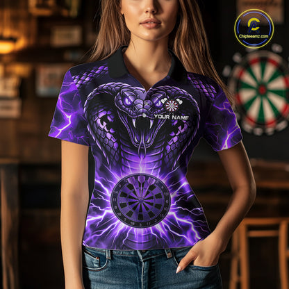 Thunder Lightning Purple Cobra Snake Dart Shirts For Women Custom Team Outfit Darts Jerseys NYN3361
