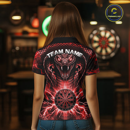 Thunder Lightning Red Cobra Snake Dart Shirts For Women Custom Team Outfit Darts Jerseys NYN3362