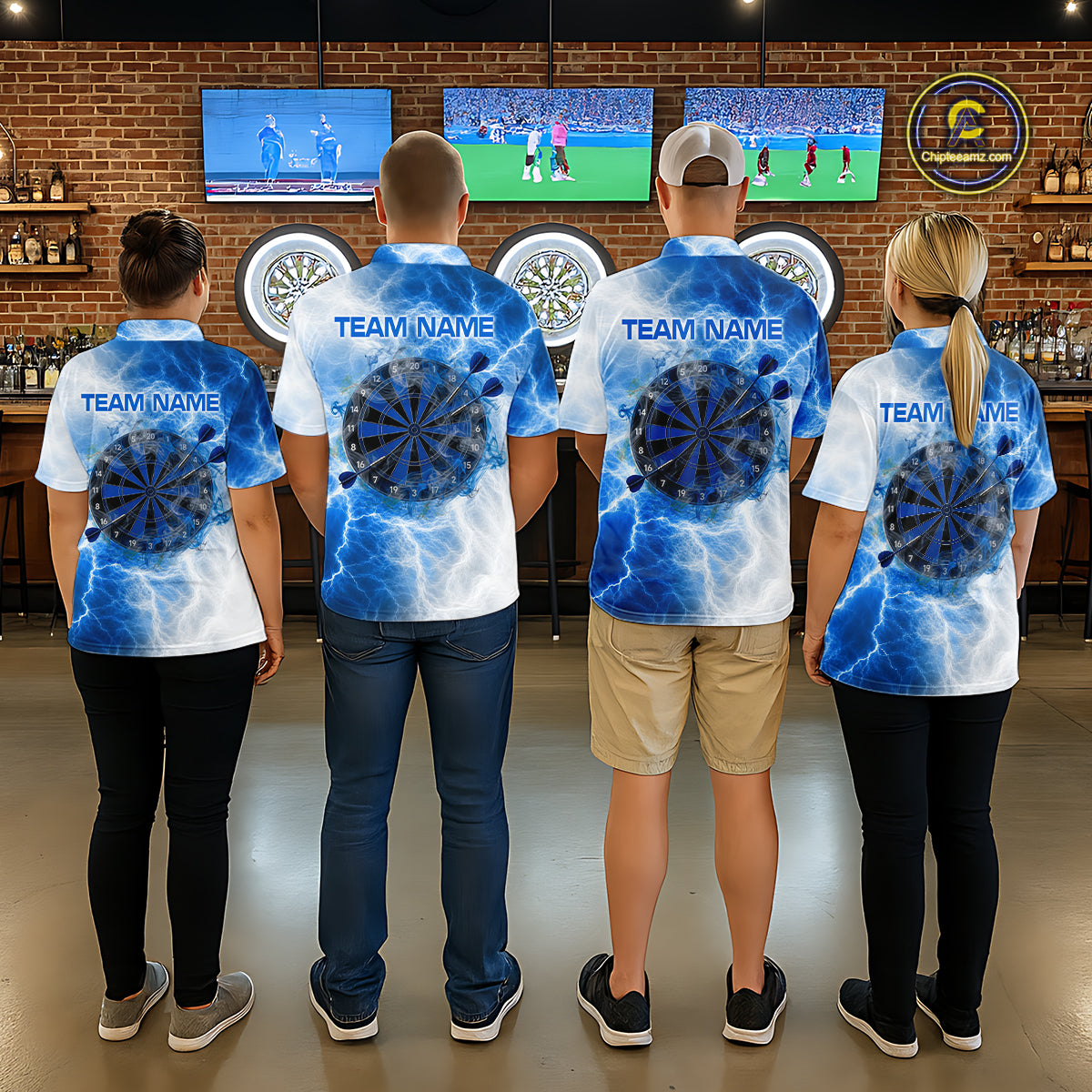 Personalised Blue And White Smokes Women Dart Shirts Custom Thunder Darts Team Shirt For Players NYN3365