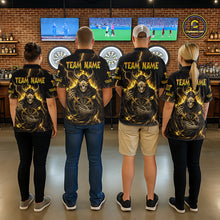 Load image into Gallery viewer, Yellow Neon Flaming Grim Reaper Men Darts Polo Jerseys Custom Name Dart League Shirt NYN2066