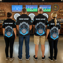 Load image into Gallery viewer, Grey And Blue Flames Wolf Custom Men&#39;s Funny Dart Polo Shirts Team Dart League Jerseys NYN2079