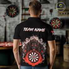 Load image into Gallery viewer, Grey And Red Flames Wolf Custom Men&#39;s Funny Dart Polo Shirts Team Dart League Jerseys NYN2081