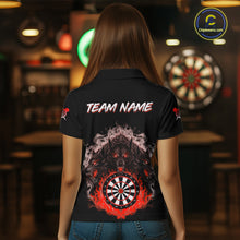 Load image into Gallery viewer, Grey And Red Flames Wolf Custom Women&#39;s Funny Dart Polo Shirts Team Dart League Jerseys NYN2081