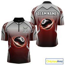 Load image into Gallery viewer, Black And Red 8 Ball Pool Men Billiard Polo &amp; Quarter Zip Shirt Custom 8  Ball Billiard Team Jersey NYN2986