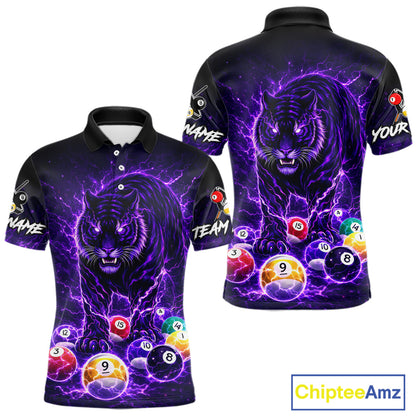 Thunder Purple Horror Tiger Pool Ball Billiard Shirt For Men Custom 8 Ball Billiard Team Attire NYN2629