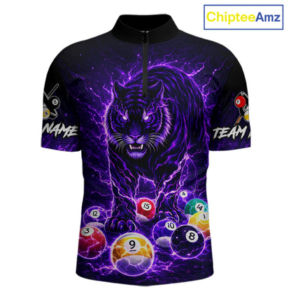 Thunder Purple Horror Tiger Pool Ball Billiard Shirt For Men Custom 8 Ball Billiard Team Attire NYN2629