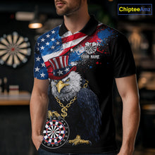 Load image into Gallery viewer, Personalized American Flag Splatter Eagle Dart Shirts For Men Patriotic Dart Polo &amp; 1/4-Zip Jersey NYN2777