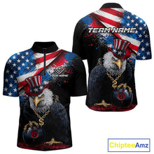 Load image into Gallery viewer, Custom American Flag Splatter Eagle 8 Ball Pool Billiard Shirts For Men Patriotic Billiard Team Jersey NYN2778