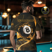 Load image into Gallery viewer, Smoke Cracked Billiard 8 Ball Pool Shirt For Men Custom Billiard Polo &amp; 1/4 Zip Team Attire | Yellow NYN3421