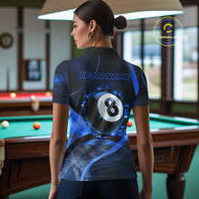 Load image into Gallery viewer, Smoke Cracked Billiard 8 Ball Pool Shirt For Women Custom Billiard Polo &amp; 1/4 Zip Team Attire | Blue NYN3423