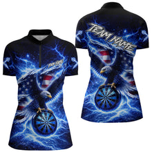 Load image into Gallery viewer, Thunder Torn US Flag Eagle Dartboard Women Darts 1/4-Zip Shirt Custom Patriotic Dart League Shirt NYN2649