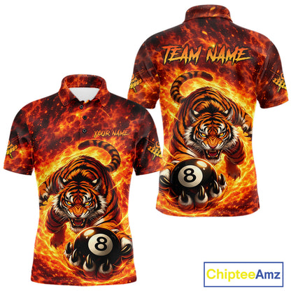 Red Flames Wolf Claw Hold 8 Ball 3D Unique Billiard Shirt For Men Personalized Pool Balls Shirts NYN2651