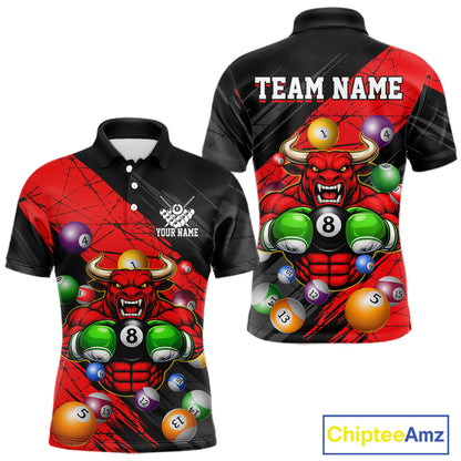 Boxing Bull Hold 8 Ball Pool Funny Billiard Shirt For Men Personalized Pool Balls Billiard Shirts NYN2652