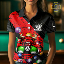 Load image into Gallery viewer, Boxing Bull Hold 8 Ball Pool Funny Billiard Shirt For Women Personalized Pool Balls Billiard Shirts NYN2652