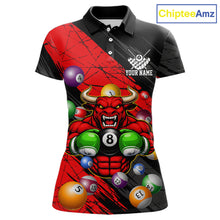 Load image into Gallery viewer, Boxing Bull Hold 8 Ball Pool Funny Billiard Shirt For Women Personalized Pool Balls Billiard Shirts NYN2652