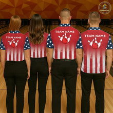 Load image into Gallery viewer, Custom American Flag Bowling Women Polo Quarter-Zip Shirts With Team Name, Patriot Bowlers Outfit NYN3184