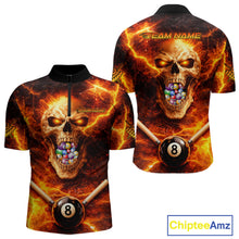 Load image into Gallery viewer, Thunder Red Skull Billiard 8 Ball &amp; Sticks Billiard Shirt For Men Personalized Billiard Ball Shirts NYN2655