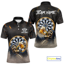 Load image into Gallery viewer, Personalized Funny Grim Reaper Play Darts &amp; Beer Polo &amp; 1/4-Zip Shirts For Men Dart Team Jerseys NYN2815