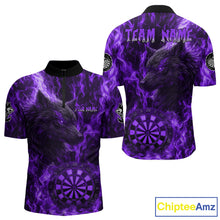 Load image into Gallery viewer, Custom Black Red Flames Wolf Dartboard Dart Men Quarter-Zip Shirt Outfits Dart Jerseys NYN1619