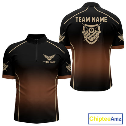 Black And Brown 8 Ball Pool Men Billiard Polo & 1/4-Zip Shirt Custom Billiard Balls Jerseys NYN2442