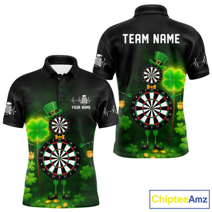 Personalized Funny Dartboard Patrick Day Men Darts Polo Shirts Shamrock Dart Team Gifts NYN2185