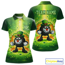 Load image into Gallery viewer, Shamrock Funny Fire Flame 8 Ball Women Billiards Shirt Personalized St Patrick's Day Pool Balls Shirt NYN2679